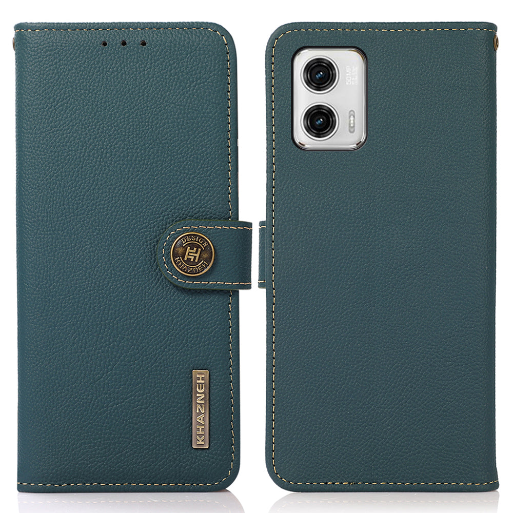 KHAZNEH For Motorola Moto G73 5G RFID Blocking Phone Case Genuine Leather Wallet Flip Stand Anti-drop Cover KHAZNEH For Motorola Moto G73 5G RFID Blocking Phone Case Genuine Leather Wallet Flip Stand Anti-drop Cover